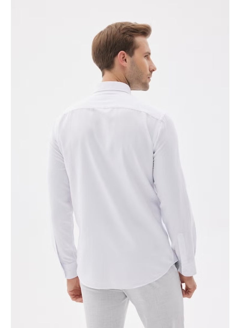 Odelon Easy Iron Oxford Men's White Slim Fit Shirt MARS36 - Image 5